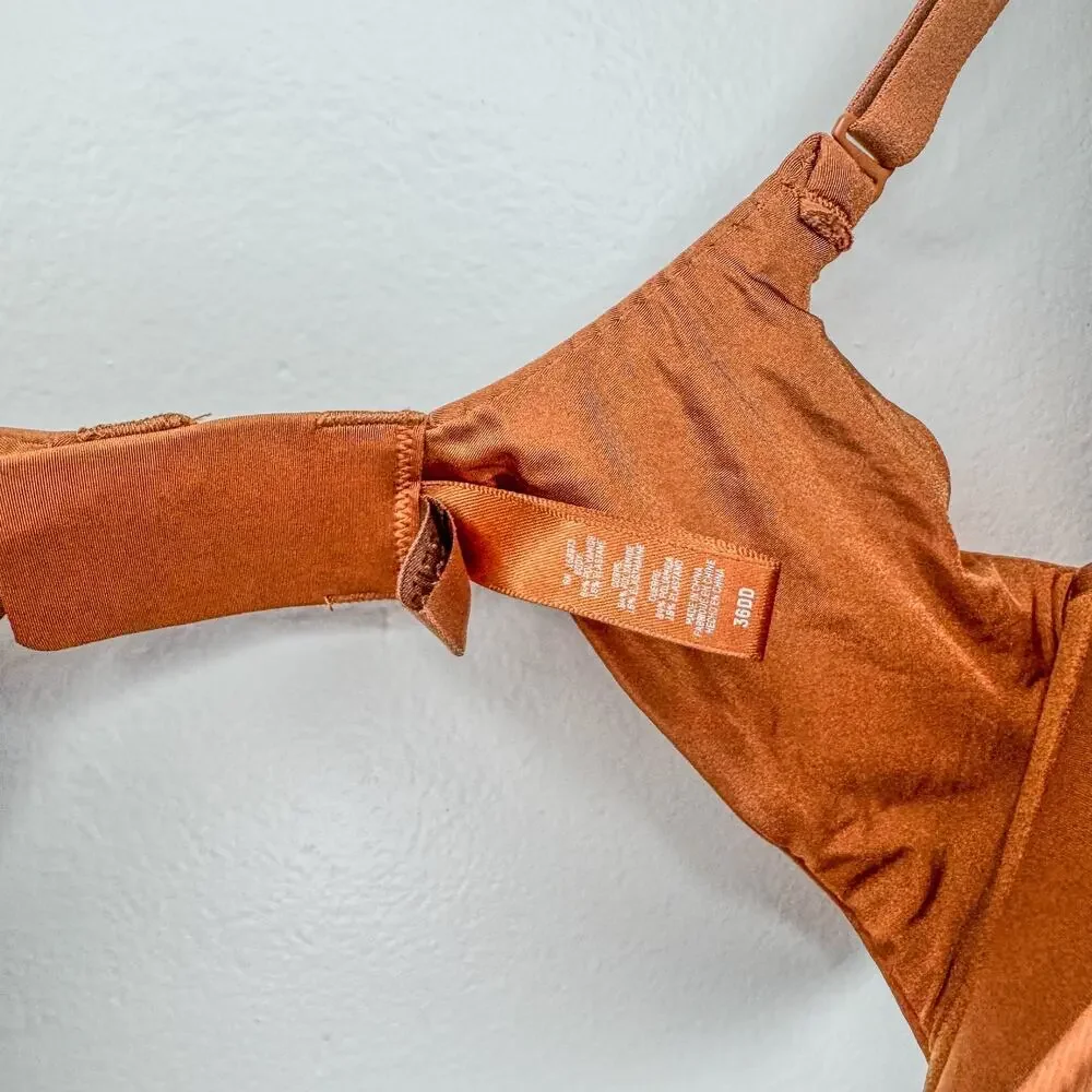 SKIMS Terracotta Copper Rust Smooth T-Shirt Bra Molded Underwire Bra 36DD
